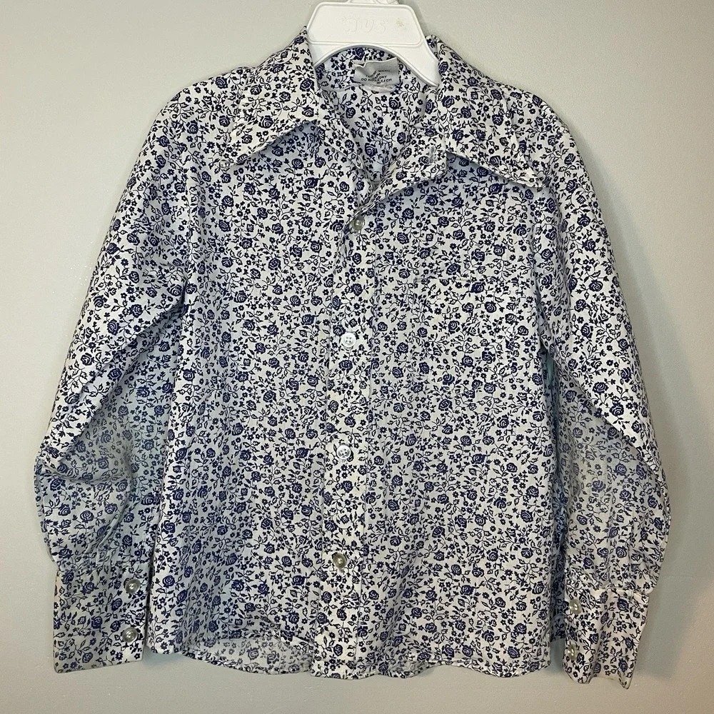 VTG 70s Sears Perma-Prest Disney Winnie‎ the Pooh Floral Shirt Sz 6